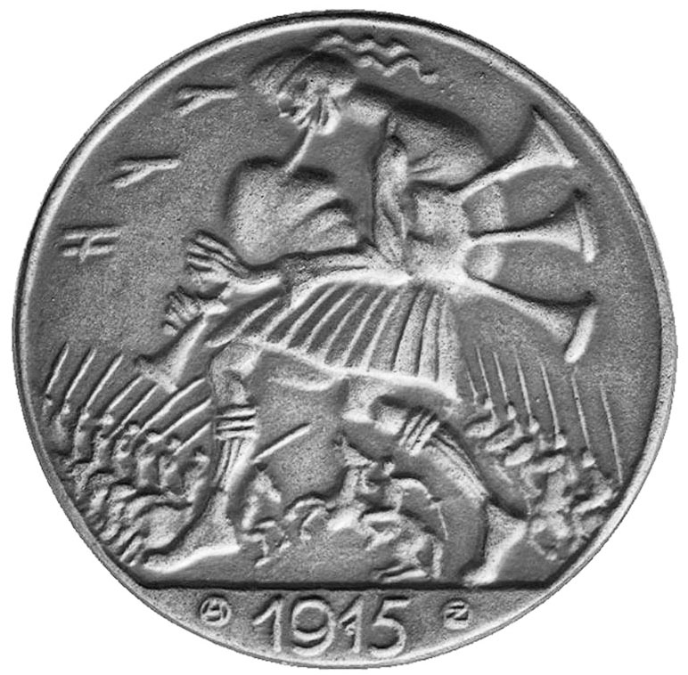 German commemorative coin depicting skeleton bagpiper