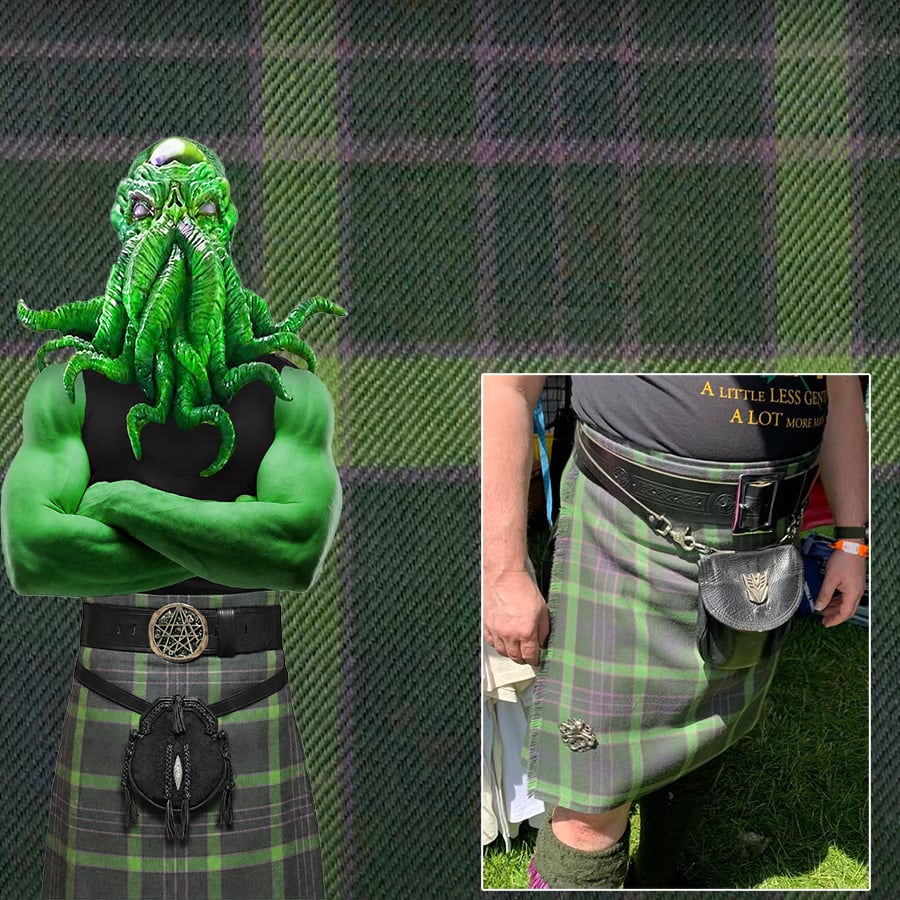 The official R'lyeh / Cthulhu tartan from USA Kilts