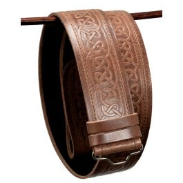 Distressed Tan Embossed Kilt Belt | USA Kilts display picture 2