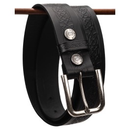 Premium Embossed Celtic Knot Jeans Belt - Black | USA Kilts display picture 1