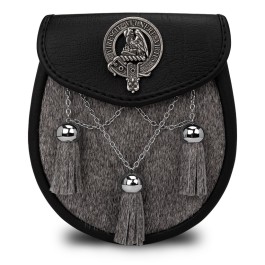Sporran da uomo in pelle di mucca scozzese Heilan nera