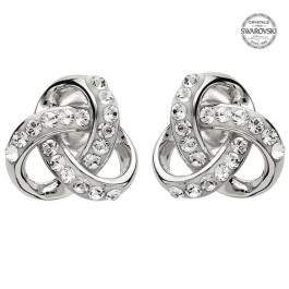 Sterling Silver Irish Trinity Knot Earrings w/ Swarovski Crystals