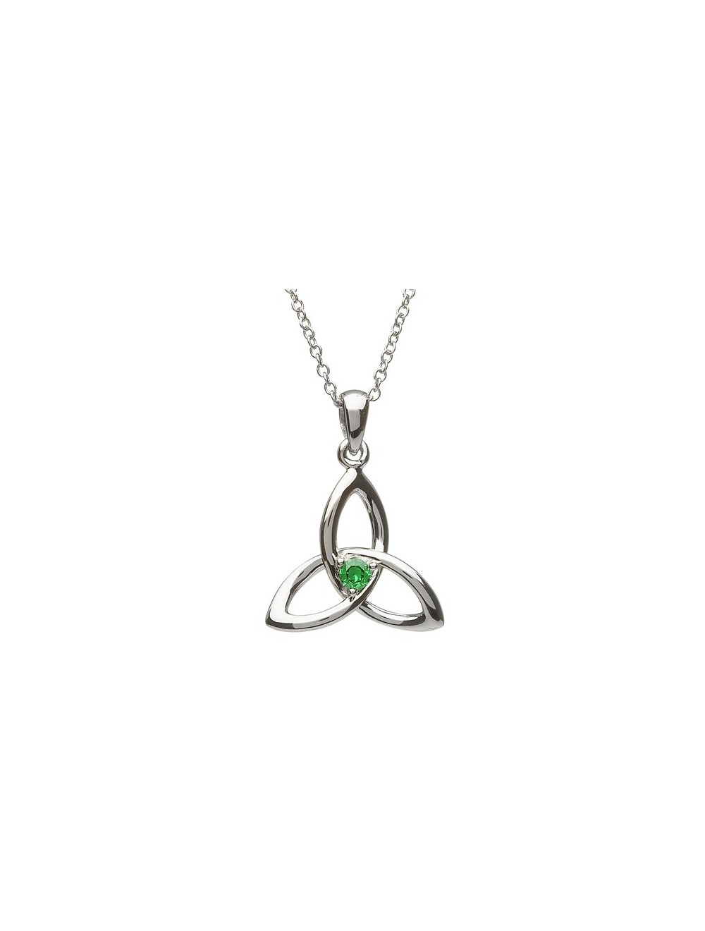 Sterling Silver w Green CZ Trinity Pendant Necklace USA Kilts