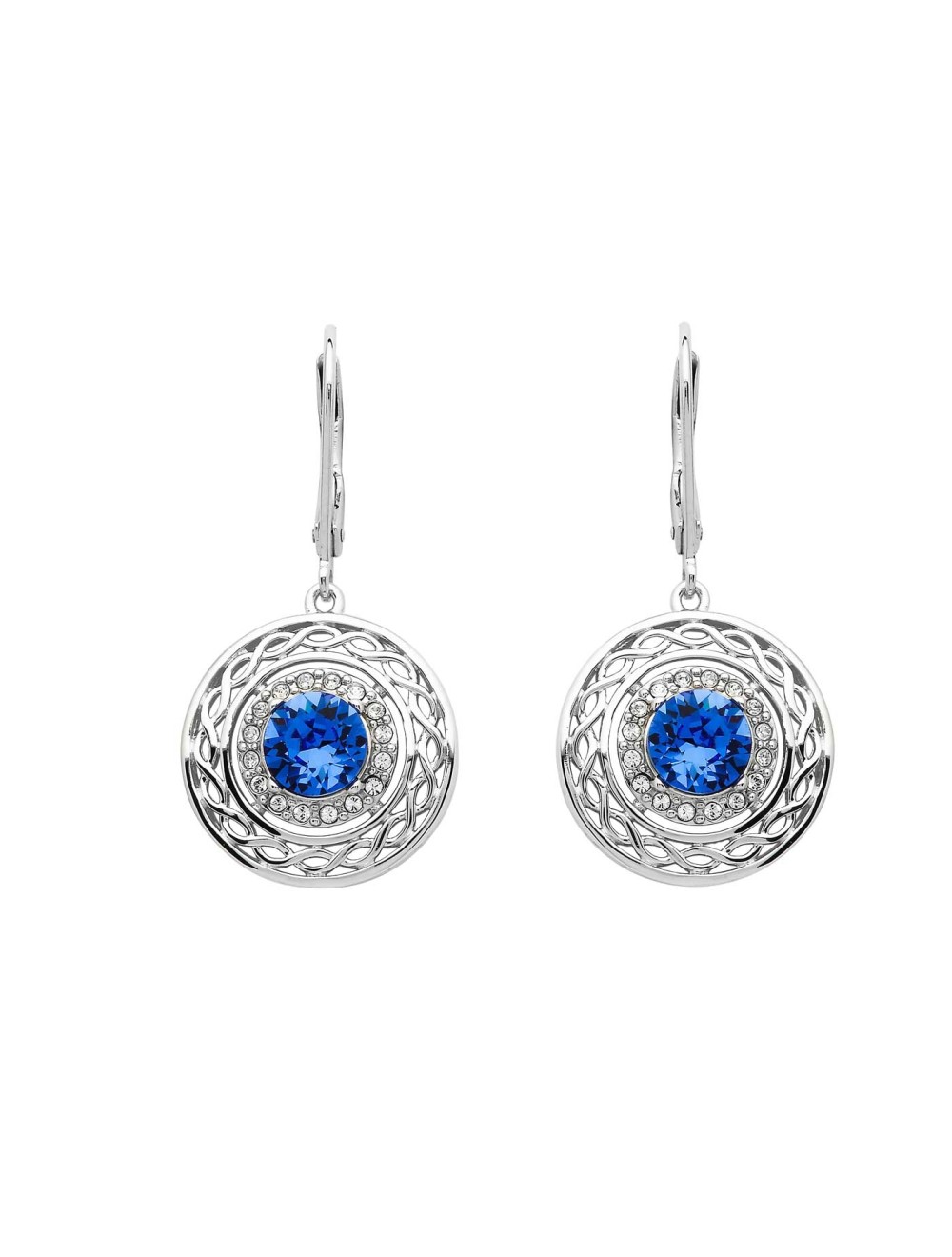 Sterling Silver Irish Trinity Knot Earrings w Swarovski Crystals USA Kilts