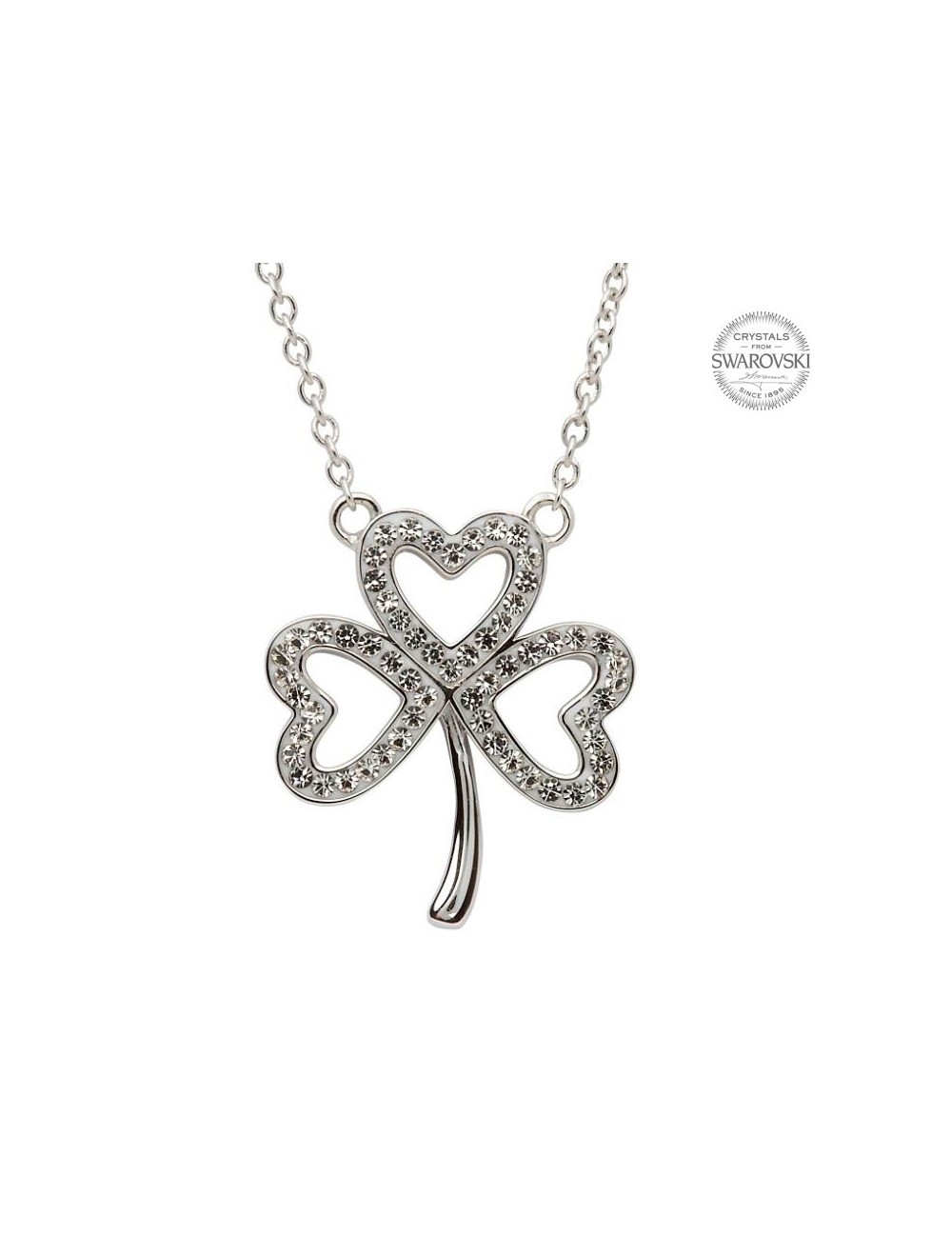Sterling Silver Shamrock Pendant w Swarovski Crystals USA Kilts