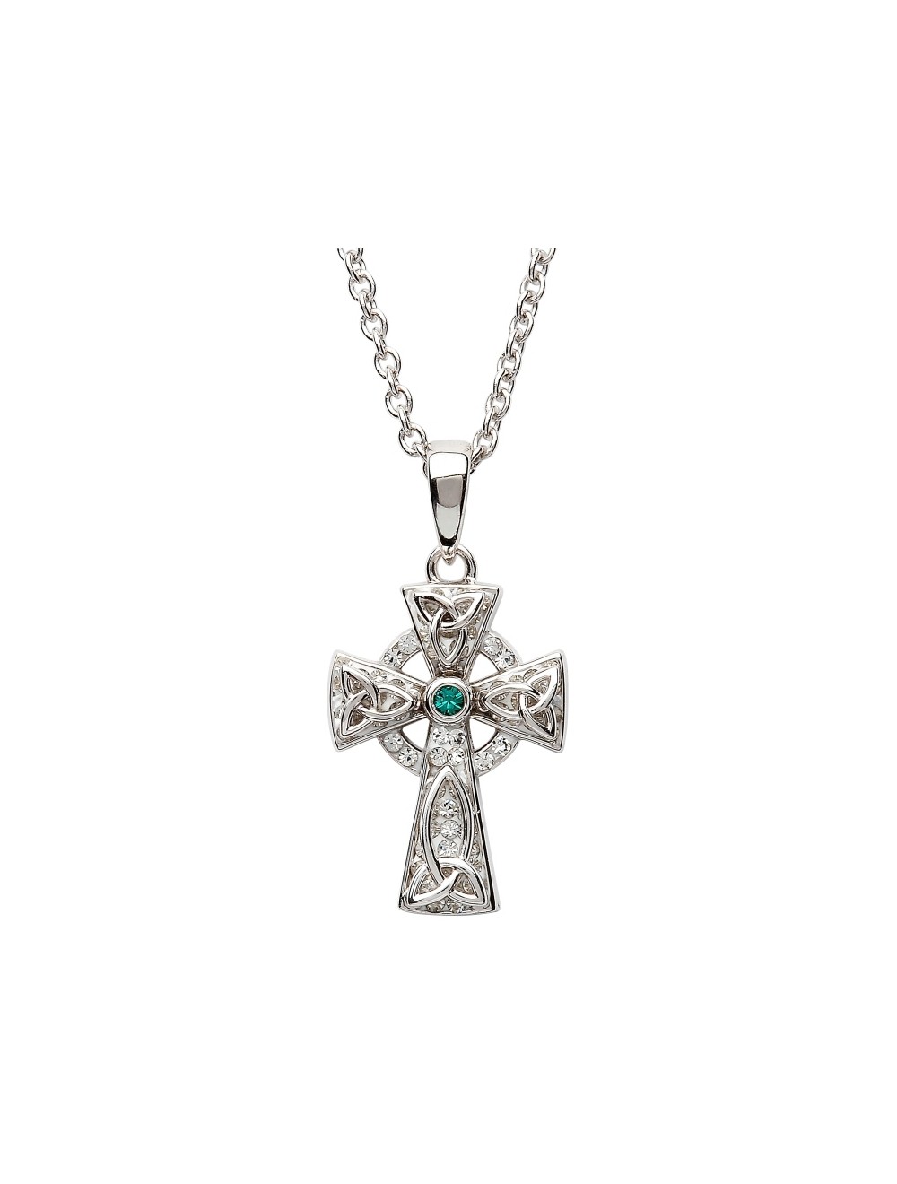 Sterling Silver Celtic Cross w Swarovski Crystals SW65