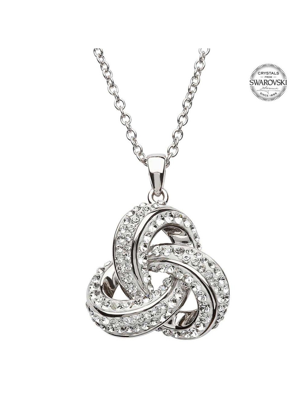 Sterling Silver Trefoil Trinity Necklace w Swarovski Crystals SW97