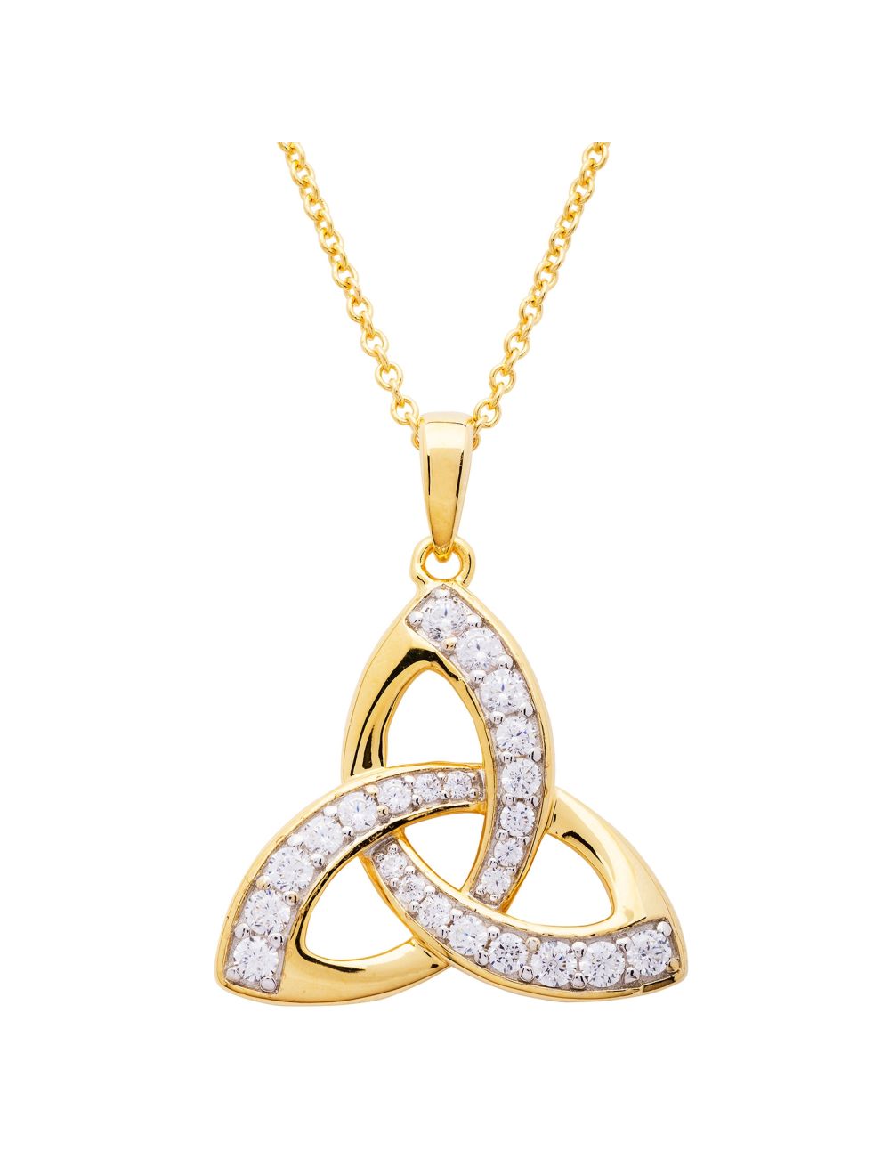 Gold Vermeil Trinity Necklace w/ CZ Swarovski Crystal | USA Kilts