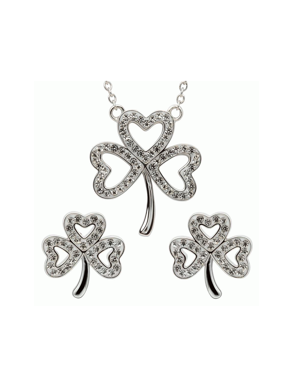 Rhinestone Heart Lucky 4 Leaf Clover Necklace - Made with Swarovski® C –  Timeless Crystal Jewelry