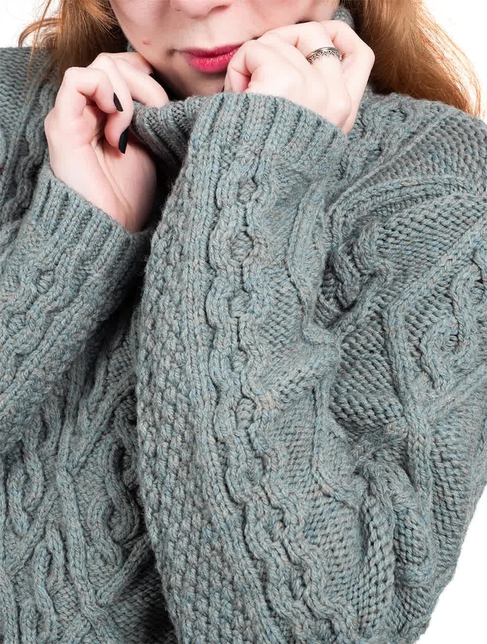 Irish Blue Women's Cable Knit Sweater - Cozy & Stylish Knitwear