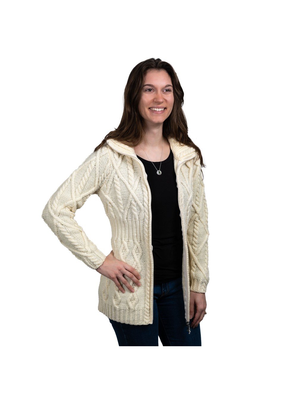 Full Zip Irish Cable Knit Sweater | USA Kilts