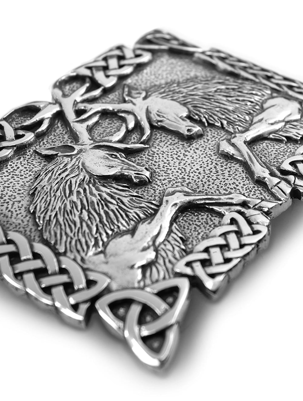 Fighting Stags Kilt Belt Buckle | Celtic Knots Work | USA Kilts display picture 2