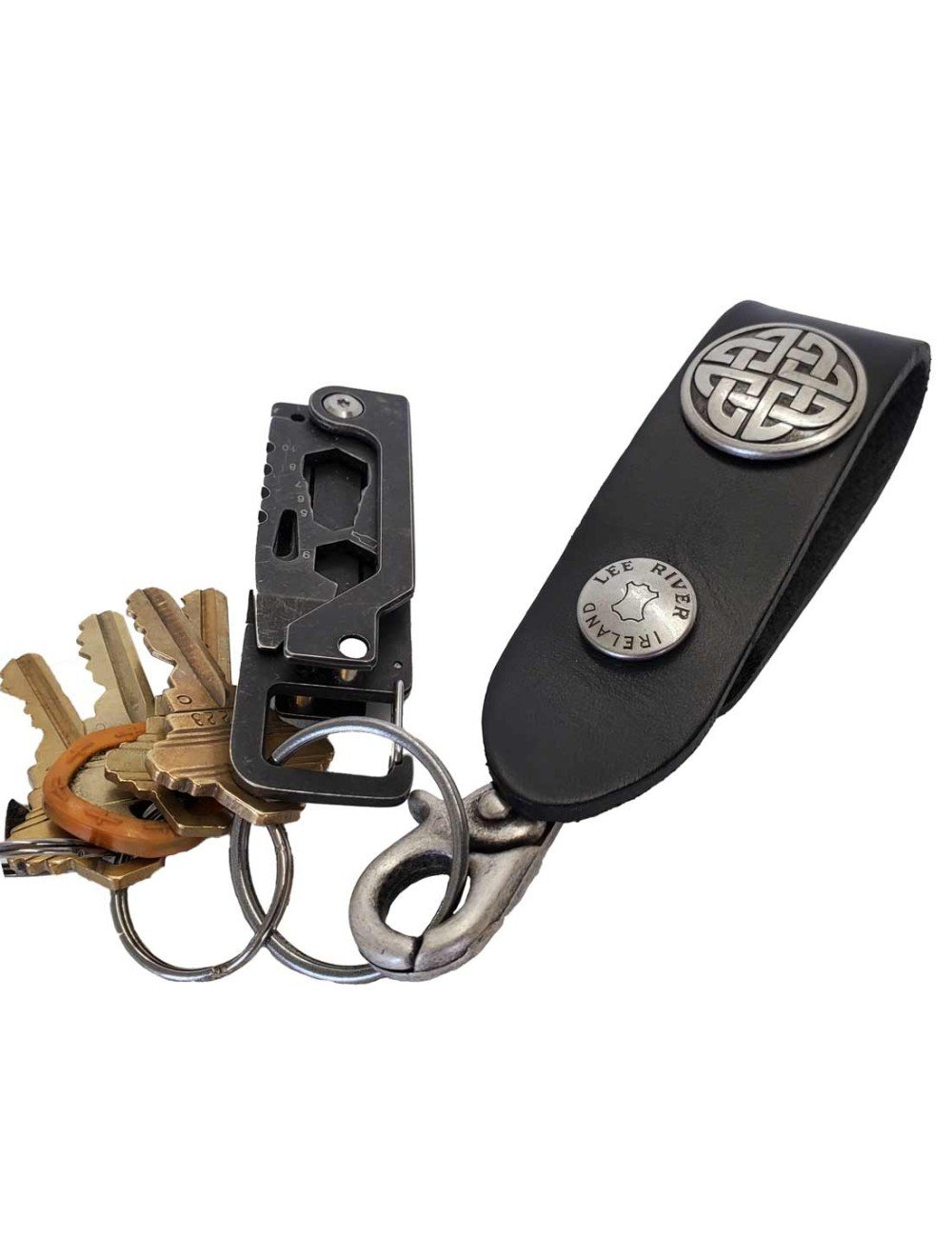 CALEE - 【ラスト1点】STUDS & KNITTING LEATHER LONG KEY RING