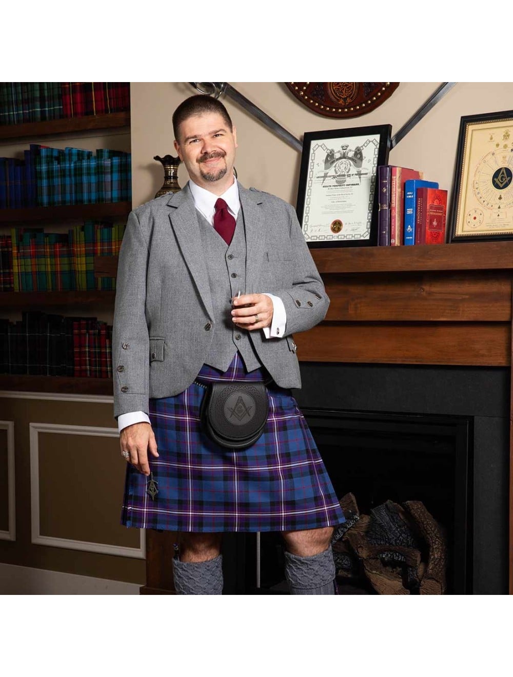Falda Escocesa Para Hombre – Kilt Tartán Ajustable S A XL Con Bolsillo De Piel, Ideal Para Carnaval Y Fiestas Temáticas