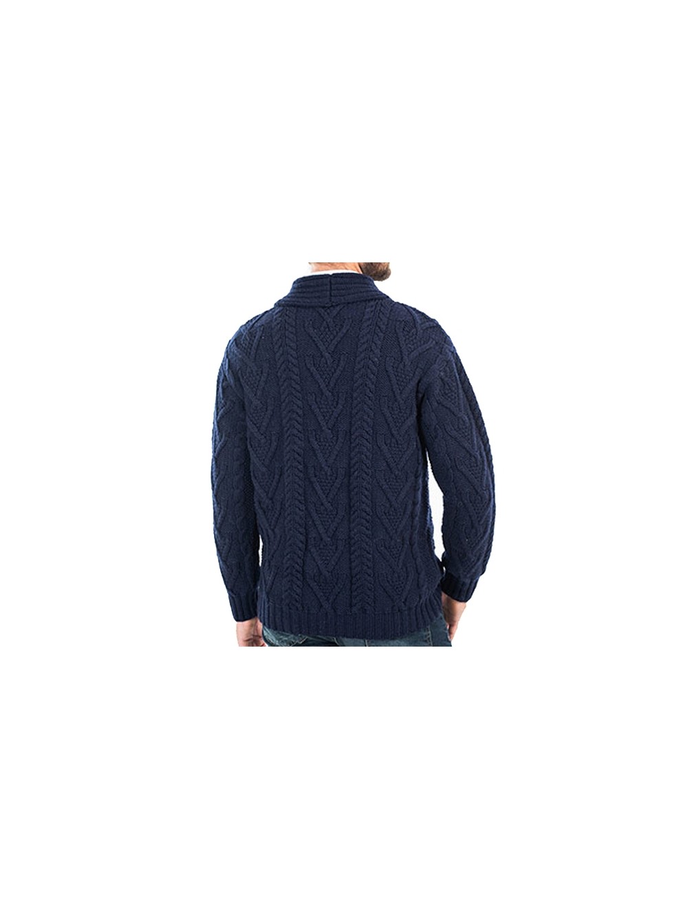 Cable Knit Button Up Irish Cardigan - Navy | USA Kilts