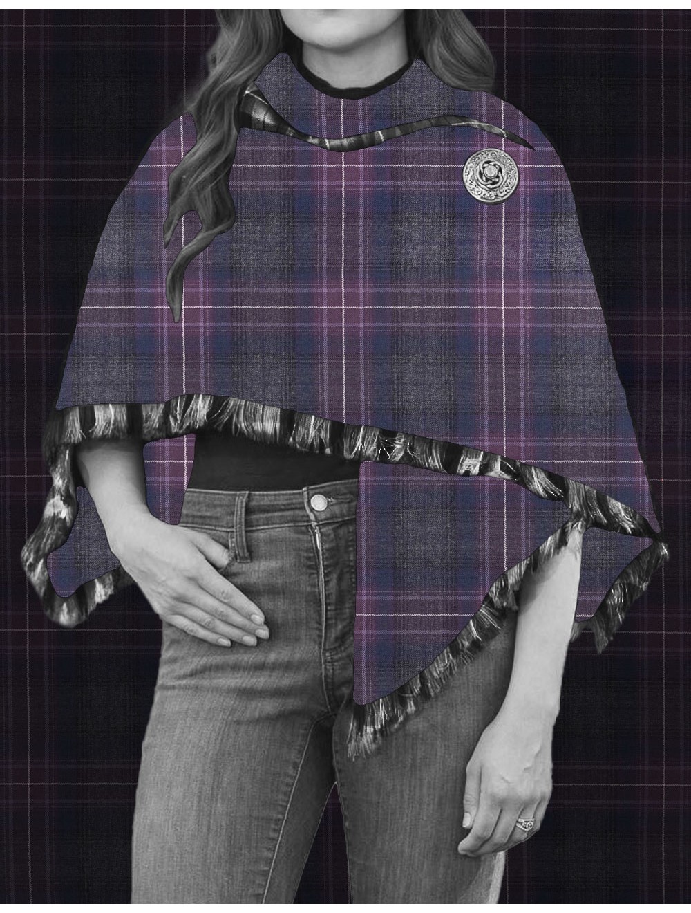 Purple Mountain Tartan Wool Shawl USA Kilts