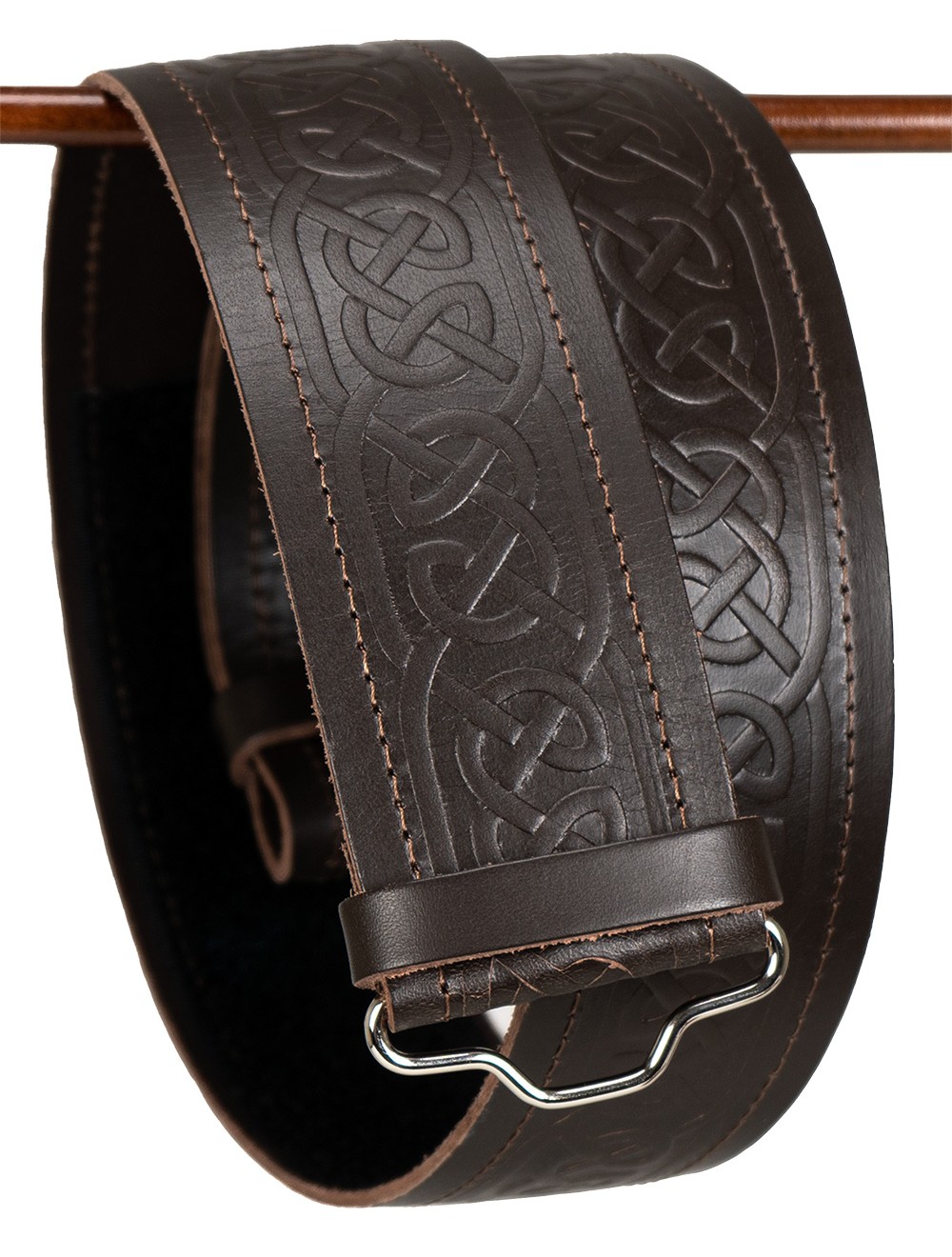 Dark Brown Celtic Leather Embossed Kilt Belt USA Kilts