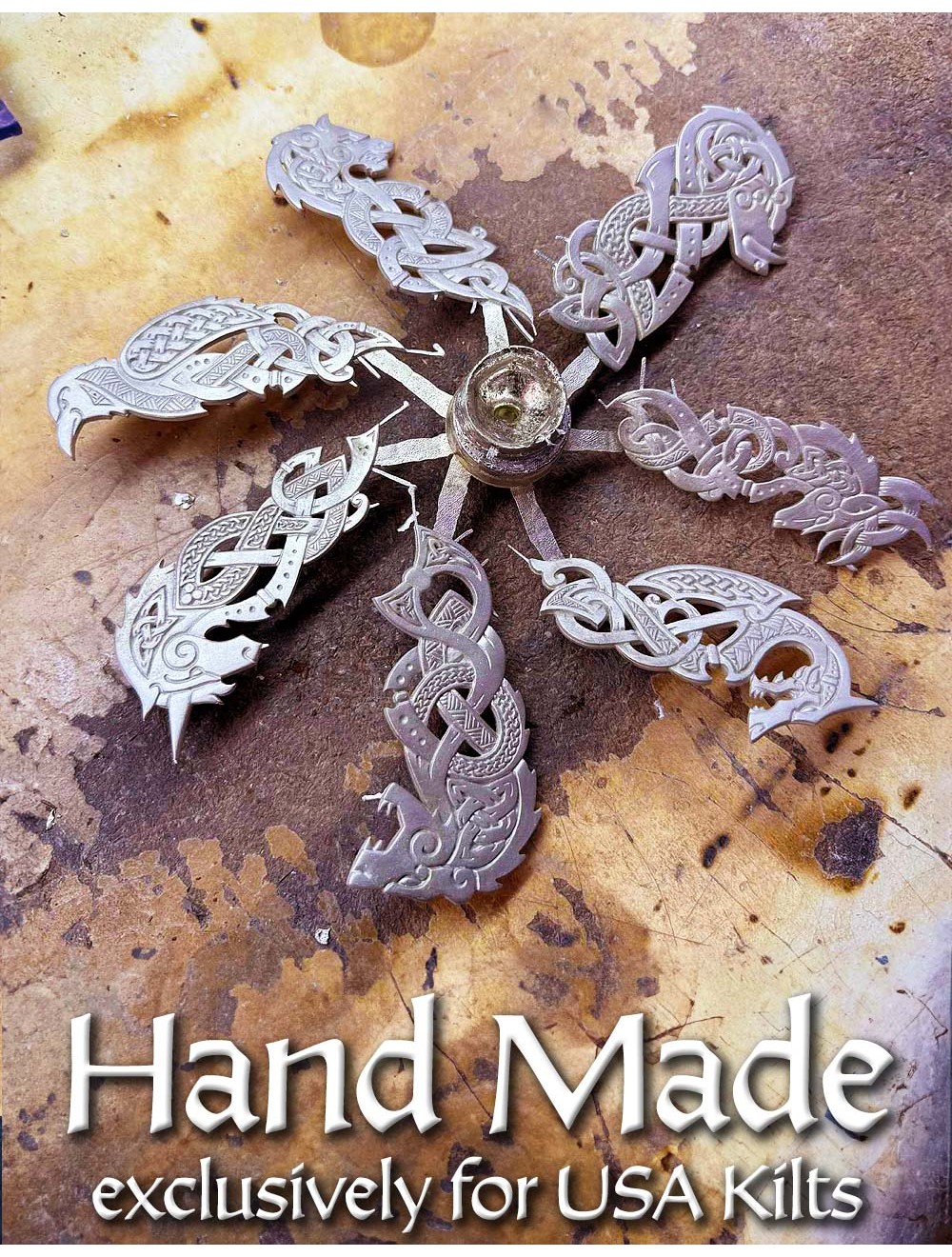 Zoomorphic Celtic Knotwork Kilt Pin Collection - Seven Beast of