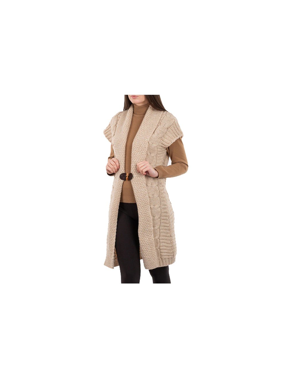 トップス kaval cardigan Sleeveless Shawl Collar Cardigan - Milk Tea | USA Kilts
