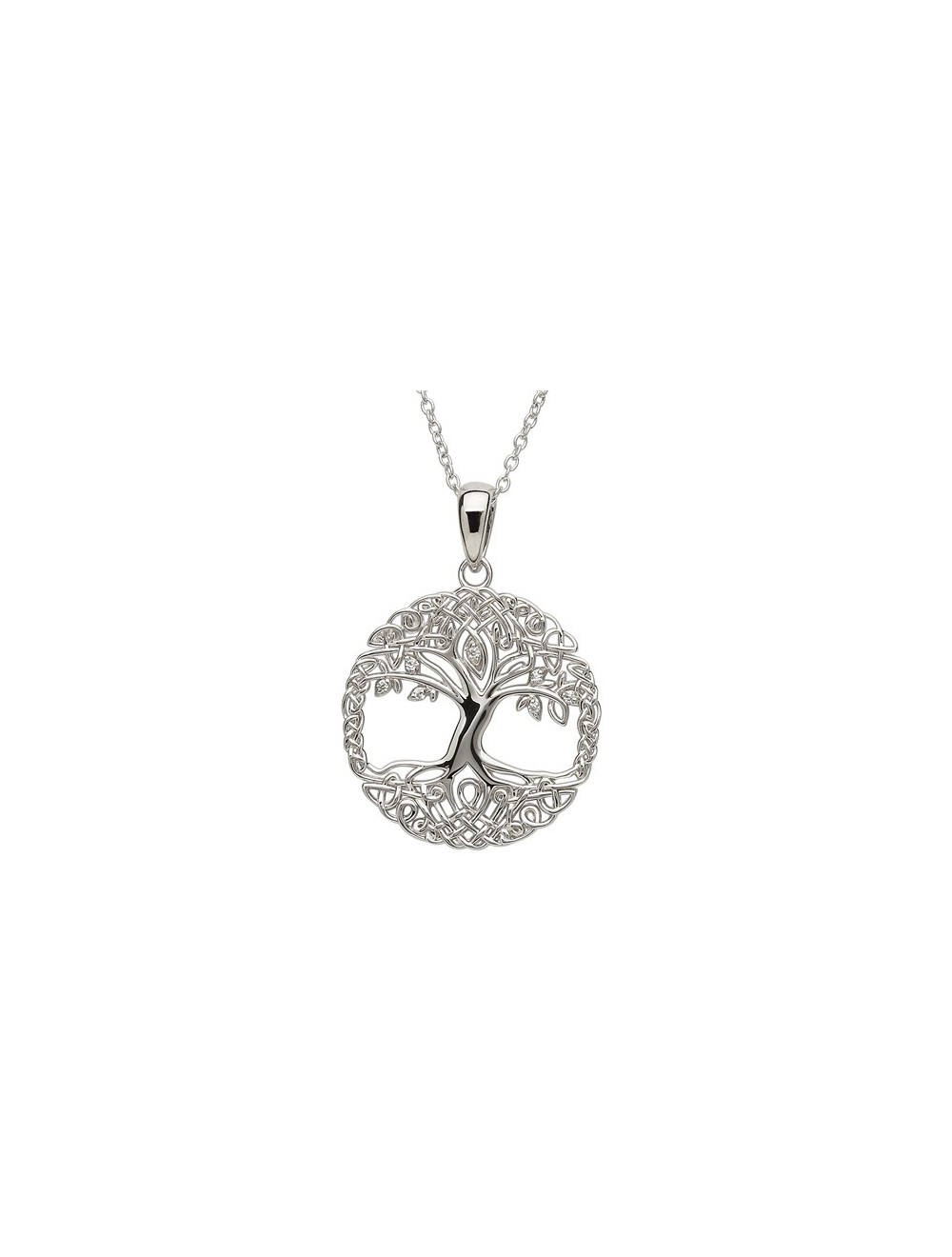 Sterling Silver Tree of Life w/ CZ Pendant Necklace | USA Kilts