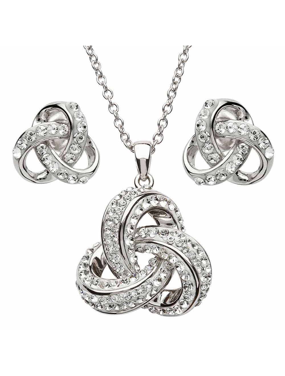 Sterling Silver Irish Trinity Knot Earrings w/ Swarovski Crystals