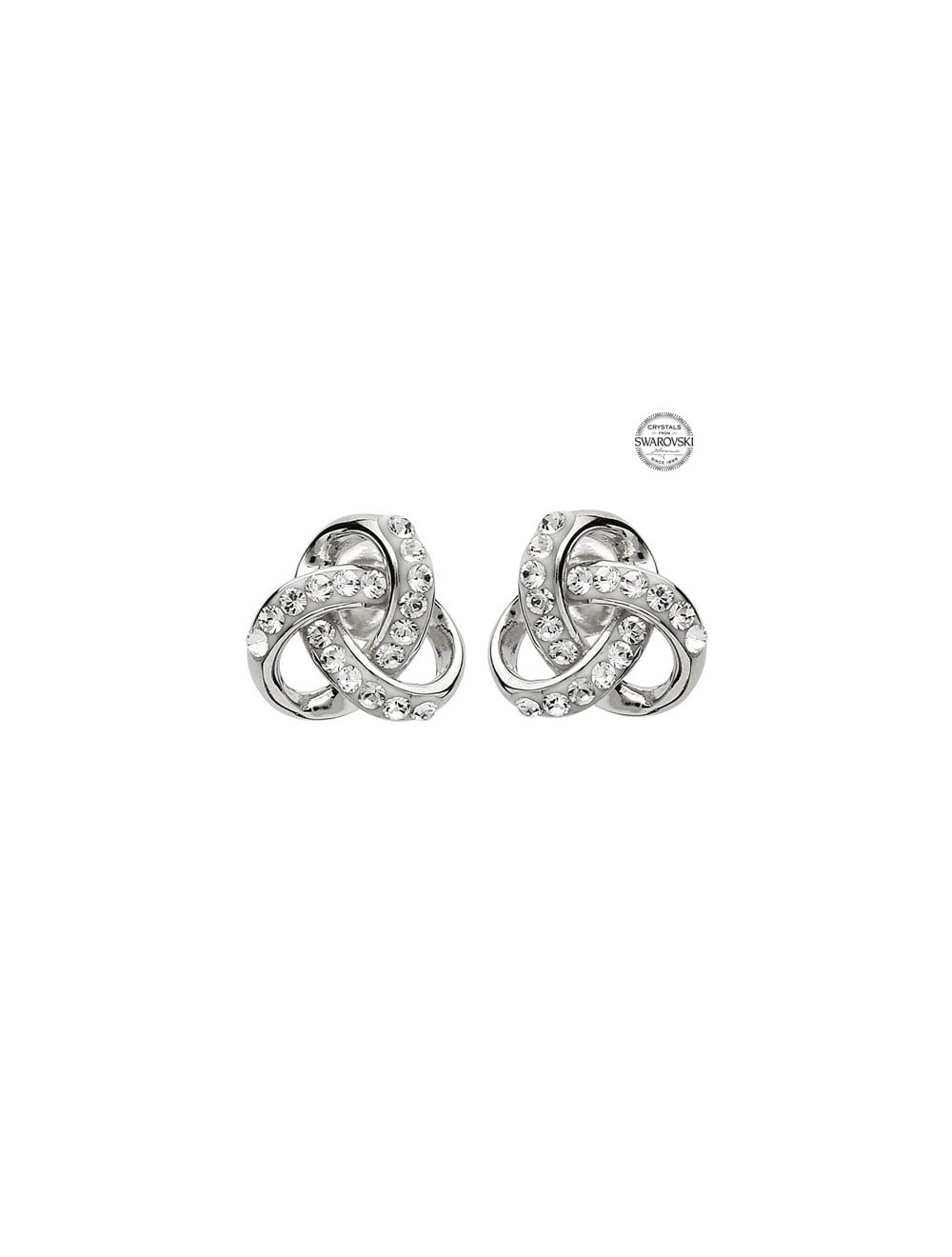 Sterling Silver Irish Trinity Knot Earrings w/ Swarovski Crystals
