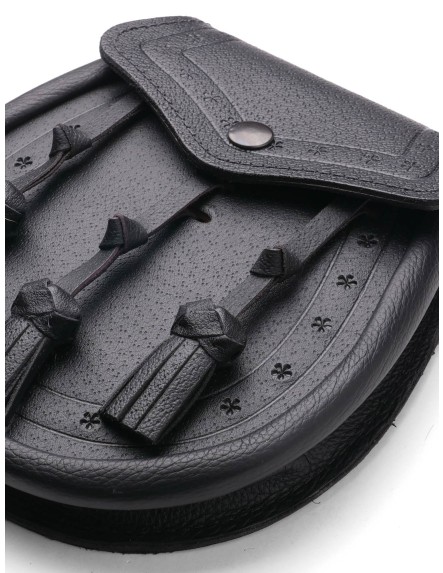 Knotted Leather Day Sporran with embossed flap