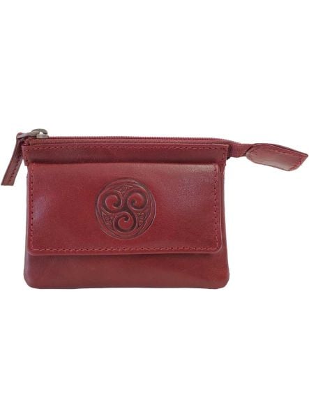 Aisling Red Leather Coin and Key Pouch