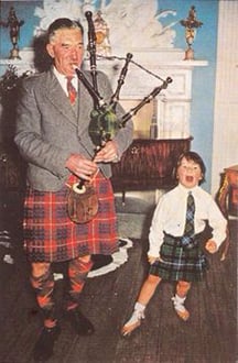 Grandpa plays the bagpipes!